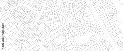 Urbanisme et territoire - plan cadastral avec limites de parcelles d'un centre ville d'une métropole photo