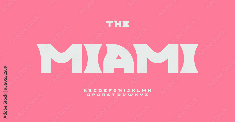 Fototapeta premium Cool aerial alphabet, modern vintage letters, funny 80s comic font for pop music logo and headline, poster lettering typography. Vector typographic design