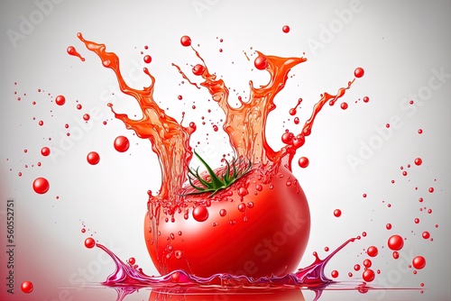a ial rendition of a tomato juice spilling and dripping. Generative AI photo