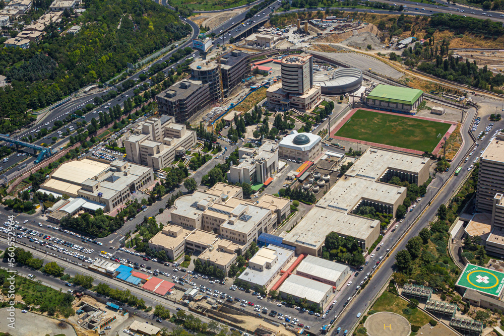 Aerial view of Iran University of Medical Sciences in Tehran, capital of Iran.