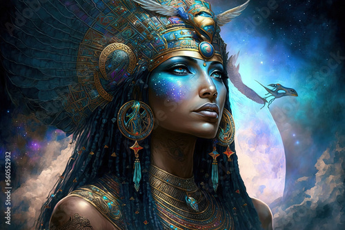 Egyptian mythology's goddess of love, Hathor The sky goddess Hathor. Generative AI photo
