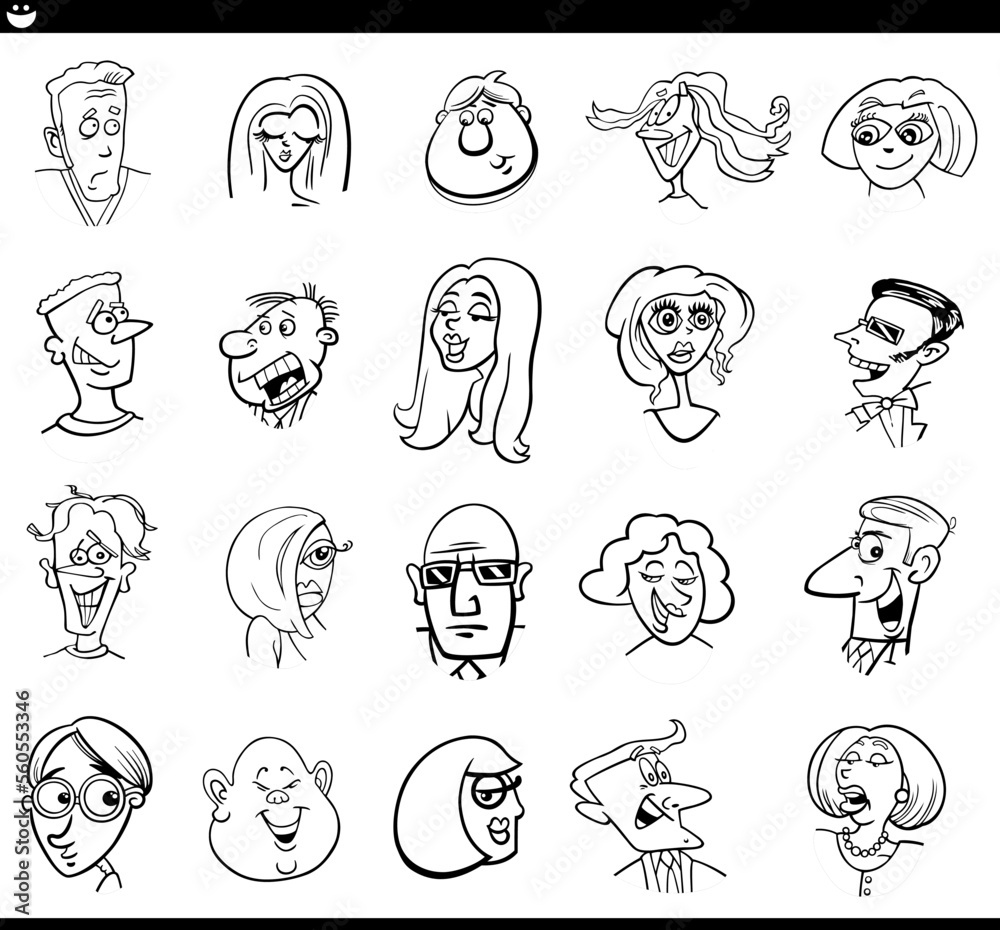 cartoon people characters faces and emotions set cartoon people characters faces and emotions set
