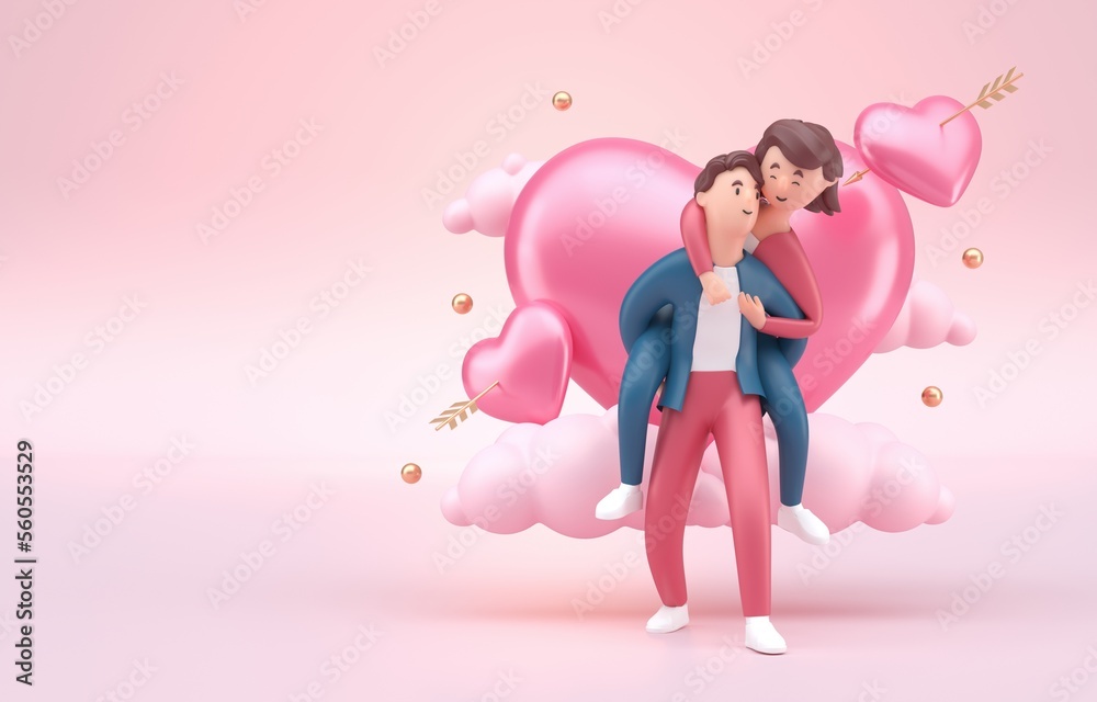 Couple on Valentine's Day. 3D Illustration Couple on Valentine's Day. 3D Illustration
