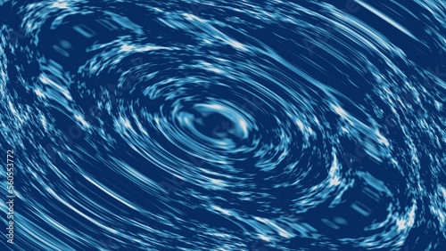 Circular swirl effect in blue liquid. 3d.