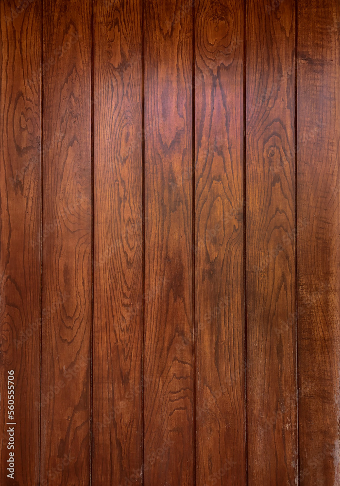 Fototapeta premium Fondo de tablas unidas de madera cafe con textura y vetas de la madera 