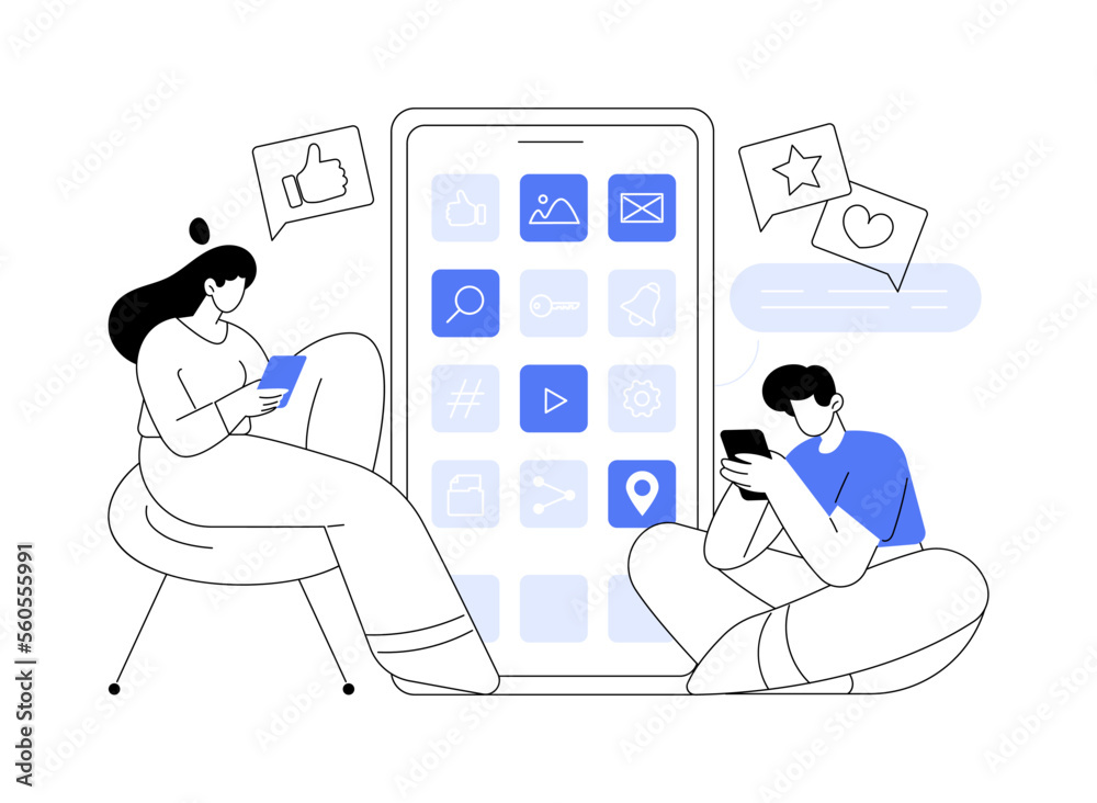 Smartphone addiction abstract concept vector illustration. Smartphone addiction abstract concept vector illustration.