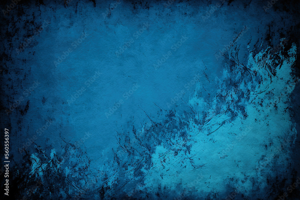 Blue painted grunge texture background. Generative AI