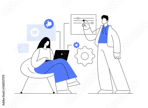Social network monitoring abstract concept vector illustration.