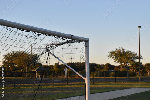 Top corner of soccer goal net