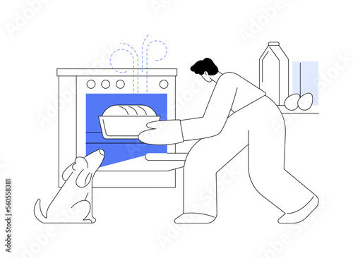 Baking bread abstract concept vector illustration.