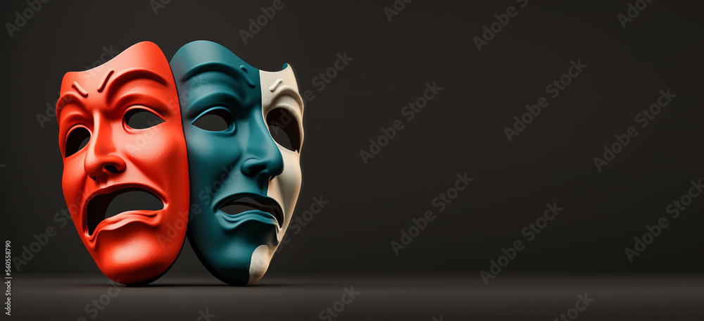 Happy and sad theatre mask - obrazy, fototapety, plakaty 