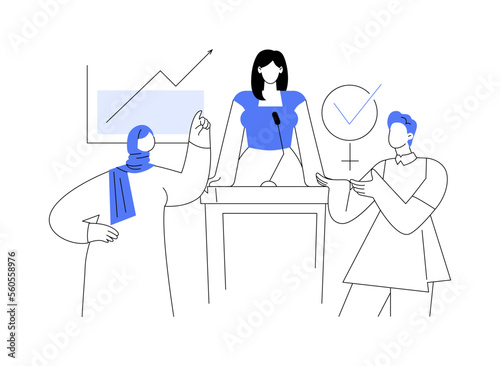 Participation of women abstract concept vector illustration.