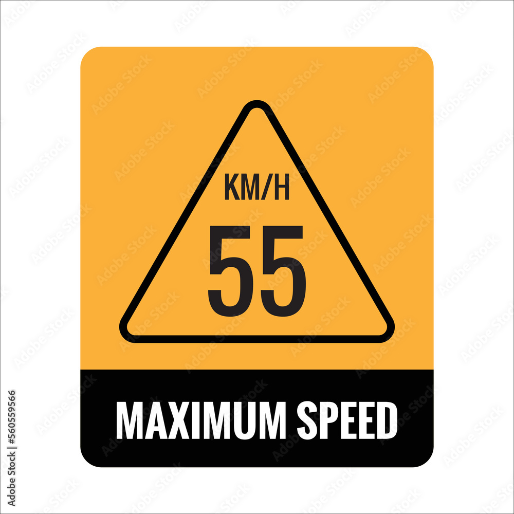 55 kmh Isolated Road Maximum Speed limit sign icon on white background vector illustration. 55 kmh Isolated Road Maximum Speed limit sign icon on white background vector illustration.