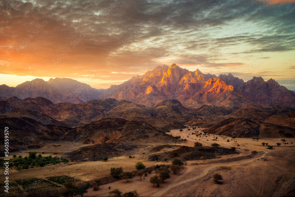 Mountains in the desert in Saudi Arabia taken in January 2022