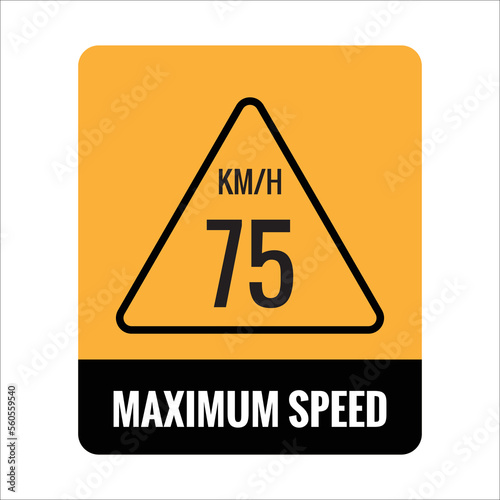 75 kmh Isolated Road Maximum Speed limit sign icon on white background vector illustration.