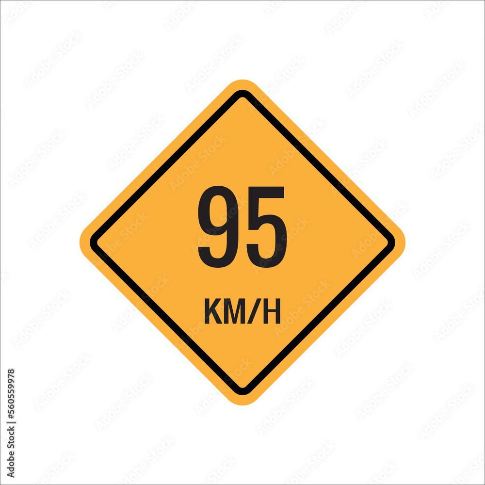 95 kmh Isolated Road Maximum Speed limit sign icon on white background vector illustration. 95 kmh Isolated Road Maximum Speed limit sign icon on white background vector illustration.