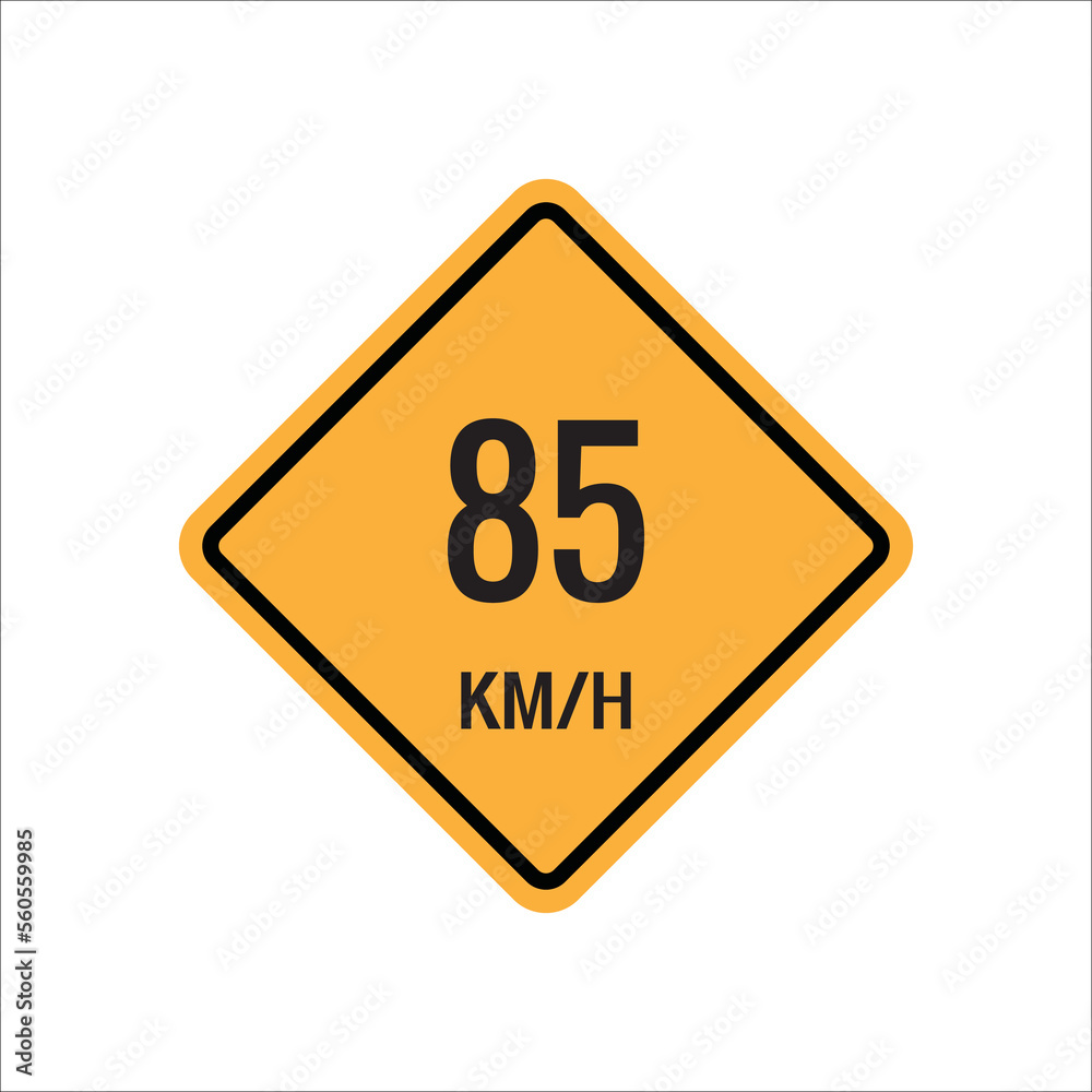 85 km Maximum Speed limit sign icon on white background vector illustration. 85 km Maximum Speed limit sign icon on white background vector illustration.