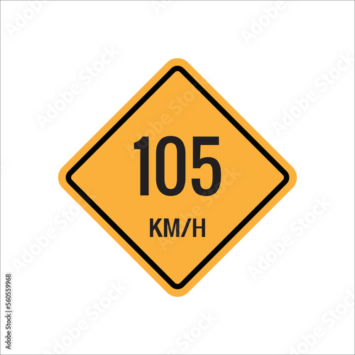105 km Maximum Speed limit sign icon on white background vector illustration.