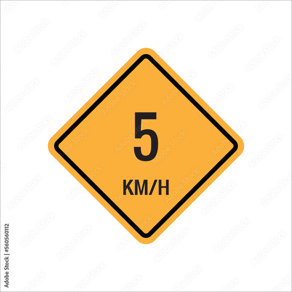 5 km Maximum Speed limit sign icon on white background vector illustration. 5 km Maximum Speed limit sign icon on white background vector illustration.