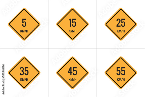 Wallpaper Mural 5 up to 55 km Maximum Speed limit sign icon on white background vector illustration. Torontodigital.ca