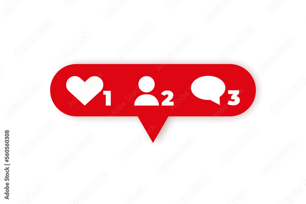Notification icon,like , new messega , heart . Flat icon on white backdrop. Social media concept. Vector illustration 10 eps. Notification icon,like , new messega , heart . Flat icon on white backdrop. Social media concept. Vector illustration 10 eps.
