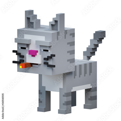 Cuadro en lienzo 3d voxel art cat smoking cigar