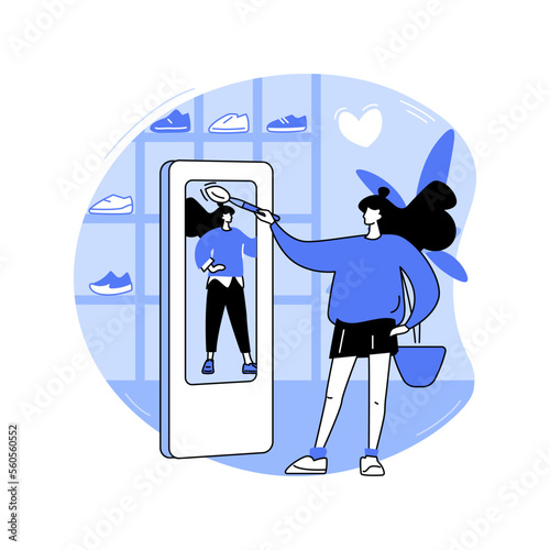 Virtual fitting room isolated cartoon vector illustrations.
