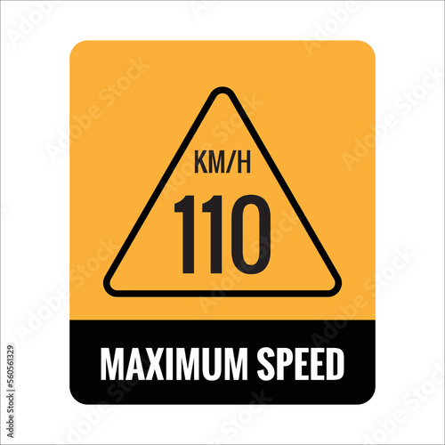 110 km Maximum Speed limit sign icon on white background vector illustration. photo