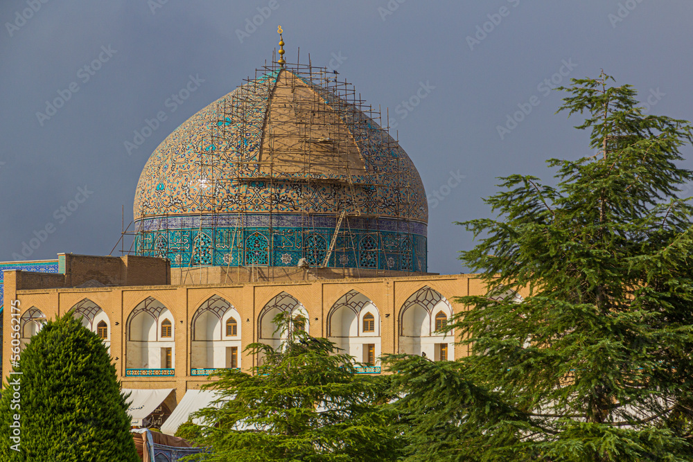 Dome of Sheikh Lotfollah Mosque at Naqsh-e Jahan Square in Isfahan, Iran