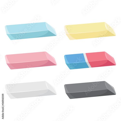 Eraser vector illustration for office or school stationery supplies on white background. Eraser is used in drawing sketch, school supplies and painting tool.