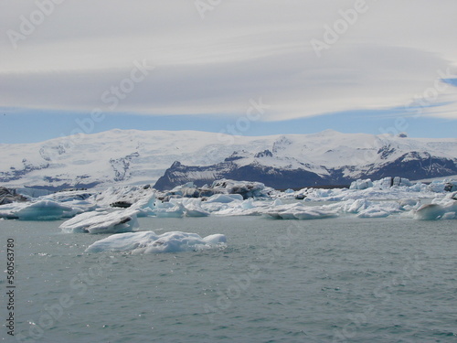 Glacial lagoon in Iceland. Iceland tourist attractions. Arctic glacier. Ocean glaciers.