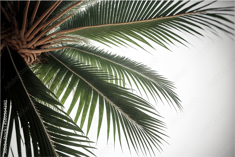 Palm fronds on a white background illustration made with Generative AI Palm fronds on a white background illustration made with Generative AI