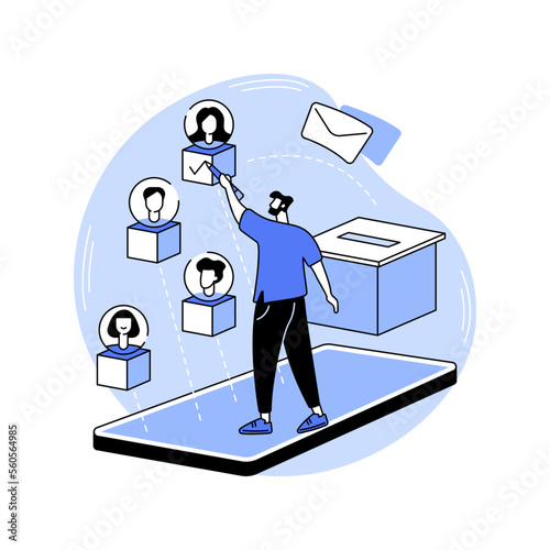 Blockchain voting mechanism isolated cartoon vector illustrations.