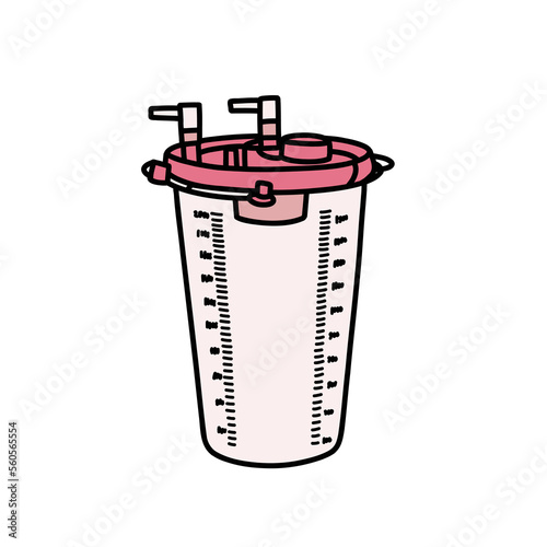 liposuction medical suction pump jar doodle icon, vector color line illustration