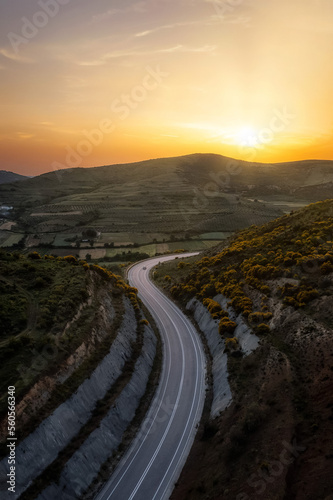 Winding mountain road in Albania taken in May 2022