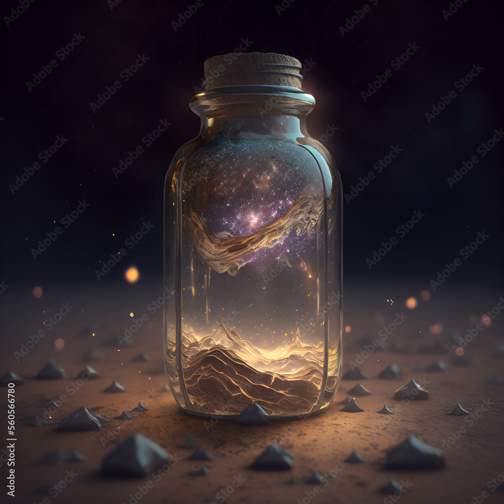 milkyway in a glass bottle created with Generative AI Technology milkyway in a glass bottle created with Generative AI Technology