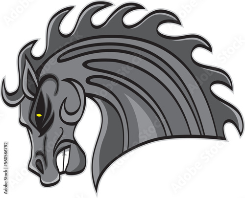 angry horse head mascot, vector illustration