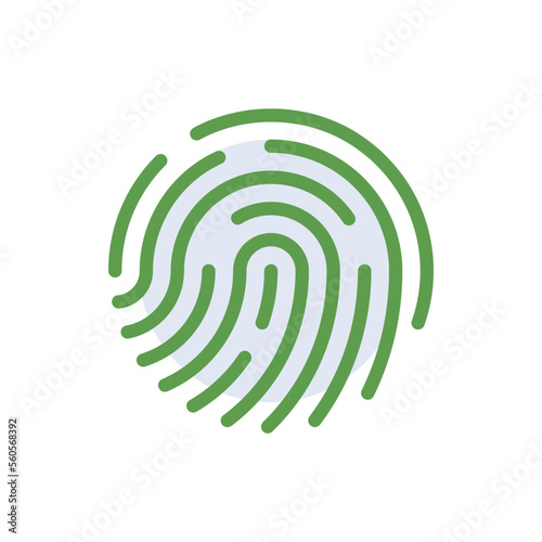 Fingerprint technology icon with green duotone style. Computing, diagram, download, file, folder, graph, laptop . Vector illustration
