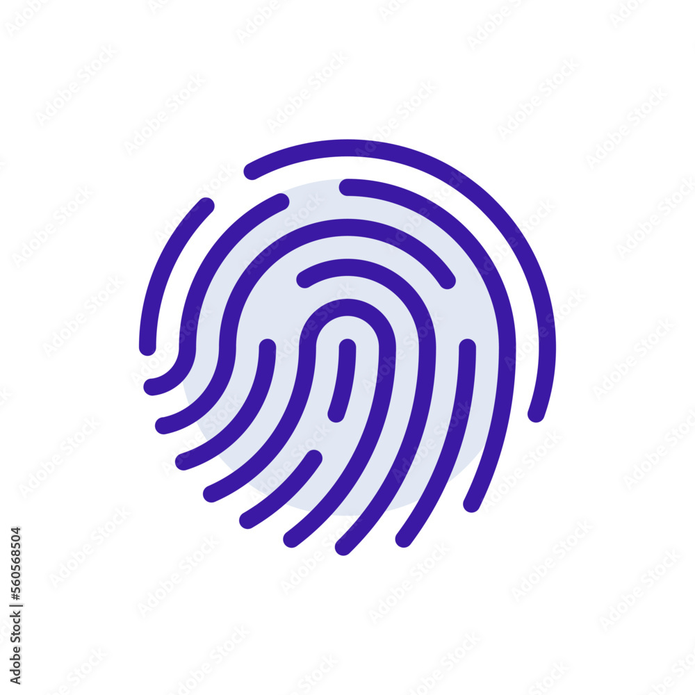 Fingerprint technology icon with purple and orange duotone style. Computing, diagram, download, file, folder, graph, laptop . Vector illustration Fingerprint technology icon with purple and orange duotone style. Computing, diagram, download, file, folder, graph, laptop . Vector illustration