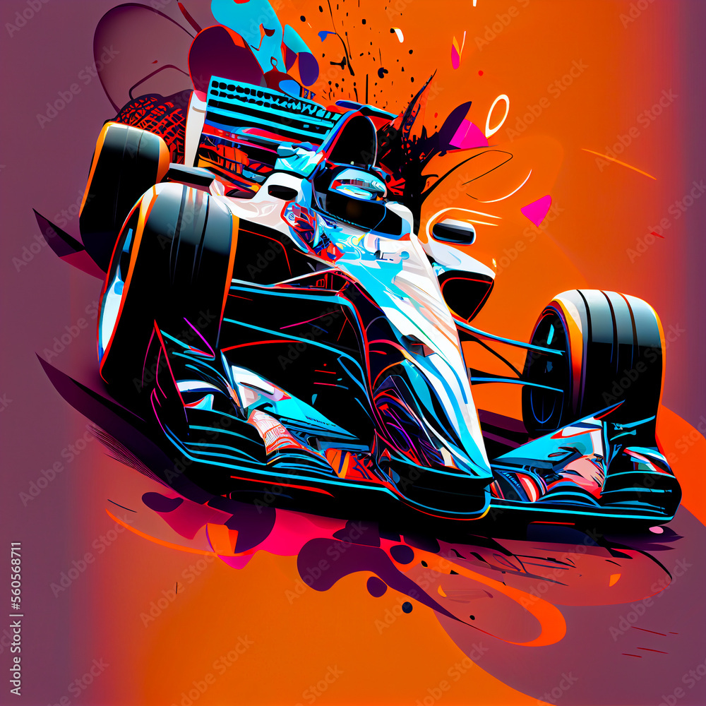Beautiful Car, F1, illustration