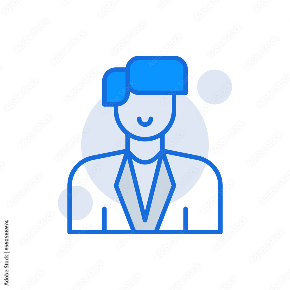Business Man business icon with blue duotone style. Corporate, currency, database, development, discover, document, e commerce. Vector illustration Business Man business icon with blue duotone style. Corporate, currency, database, development, discover, document, e commerce. Vector illustration