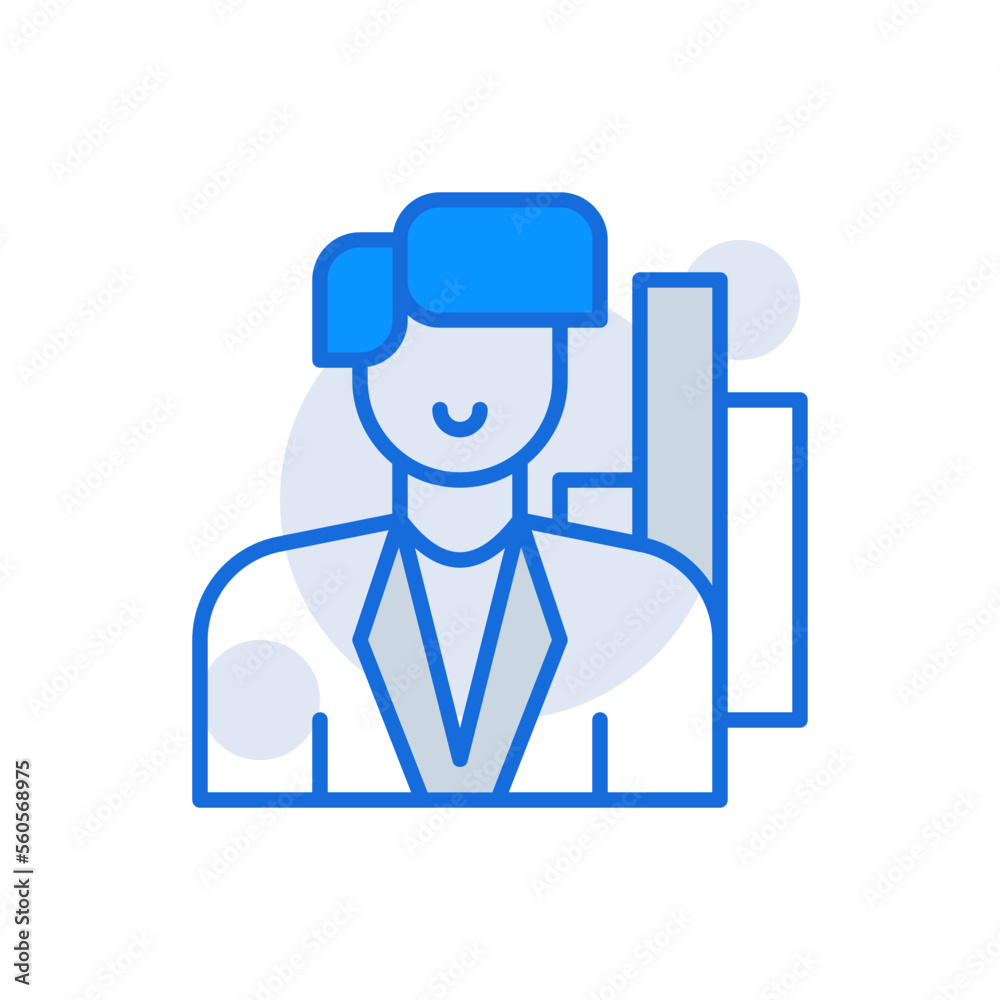 Business Chart business icon with blue duotone style. Corporate, currency, database, development, discover, document, e commerce. Vector illustration Business Chart business icon with blue duotone style. Corporate, currency, database, development, discover, document, e commerce. Vector illustration