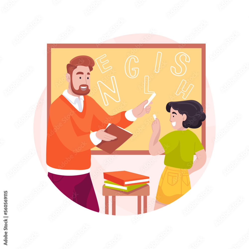 English language arts tutor isolated cartoon vector illustration.