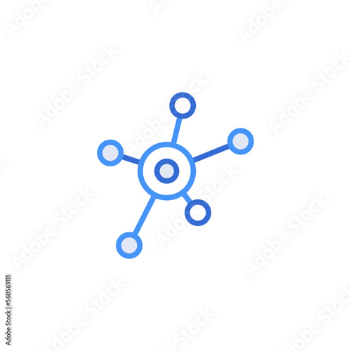 Connection business icon with blue duotone style. Corporate, currency, database, development, discover, document, e commerce. Vector illustration