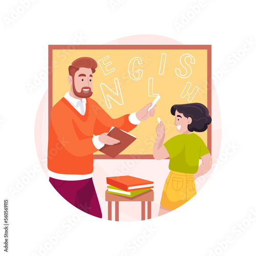 English language arts tutor isolated cartoon vector illustration.