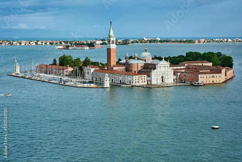 Close up of San Giorgio Maggiore church seen from the main island in Venice, Italy.