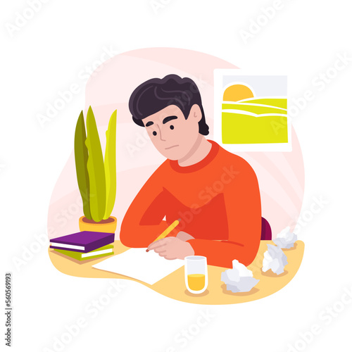 Writing the admissions essay isolated cartoon vector illustration.