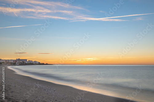 Sunrise in Nerja in Malaga in Spain in autumn 2022.