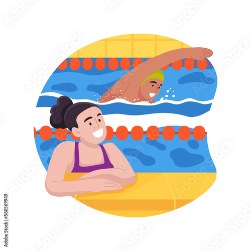Swimming and diving isolated cartoon vector illustration.