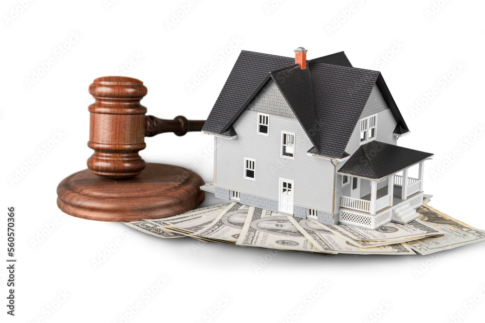 Mini house with brown justice wooden hammer Mini house with brown justice wooden hammer